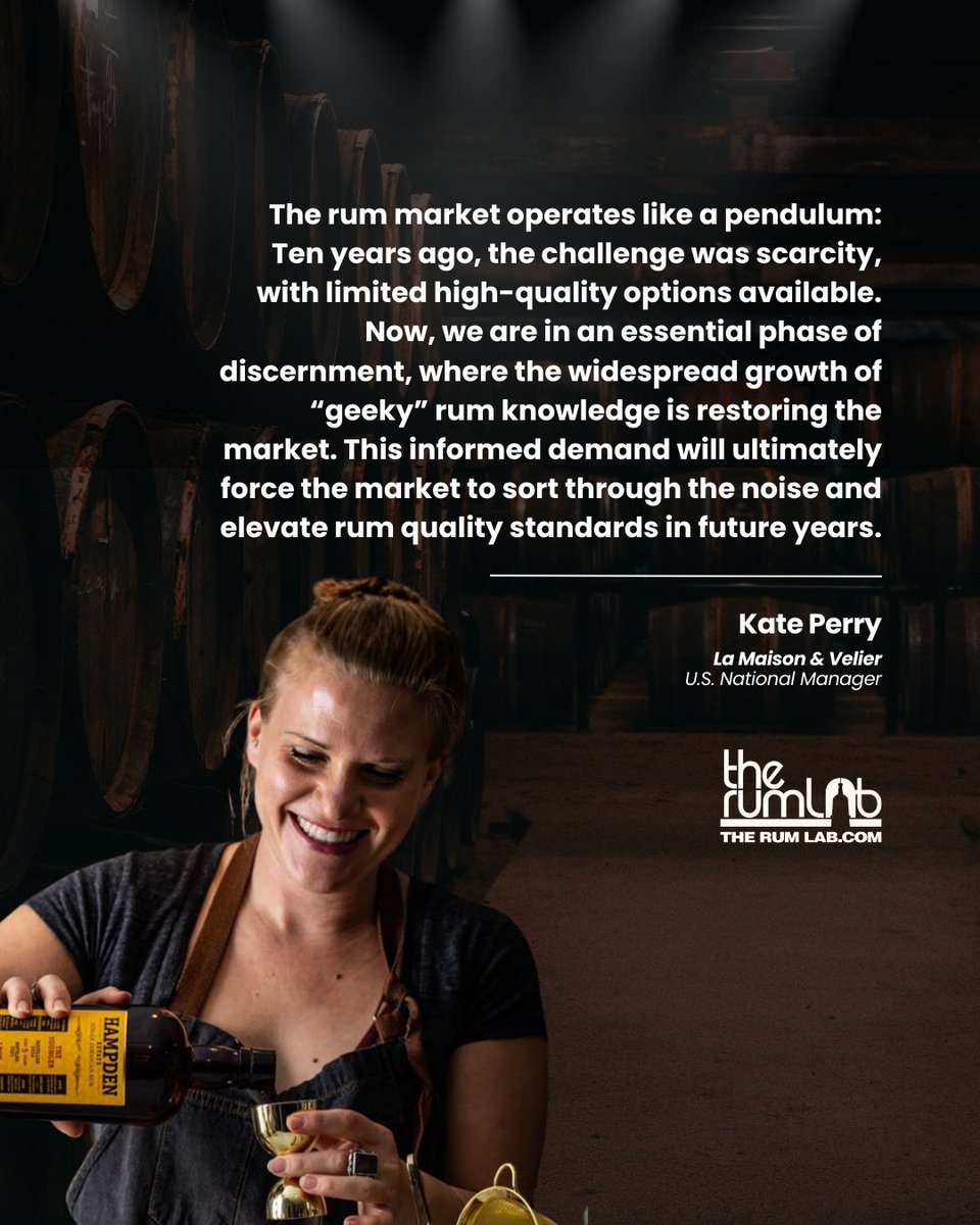 therumlab's tweet image. "Rum is a pendulum." 🕰️🥃 Kate Perry of LM&amp;amp;V explores the shift from scarcity to "geeky" discernment, the magic of Haitian Clairin, and why the best rum is always shared with friends.

🥃 Read the full interview: therumlab.com/kate-perry-u-s…

#TheRumLab #RumEducation