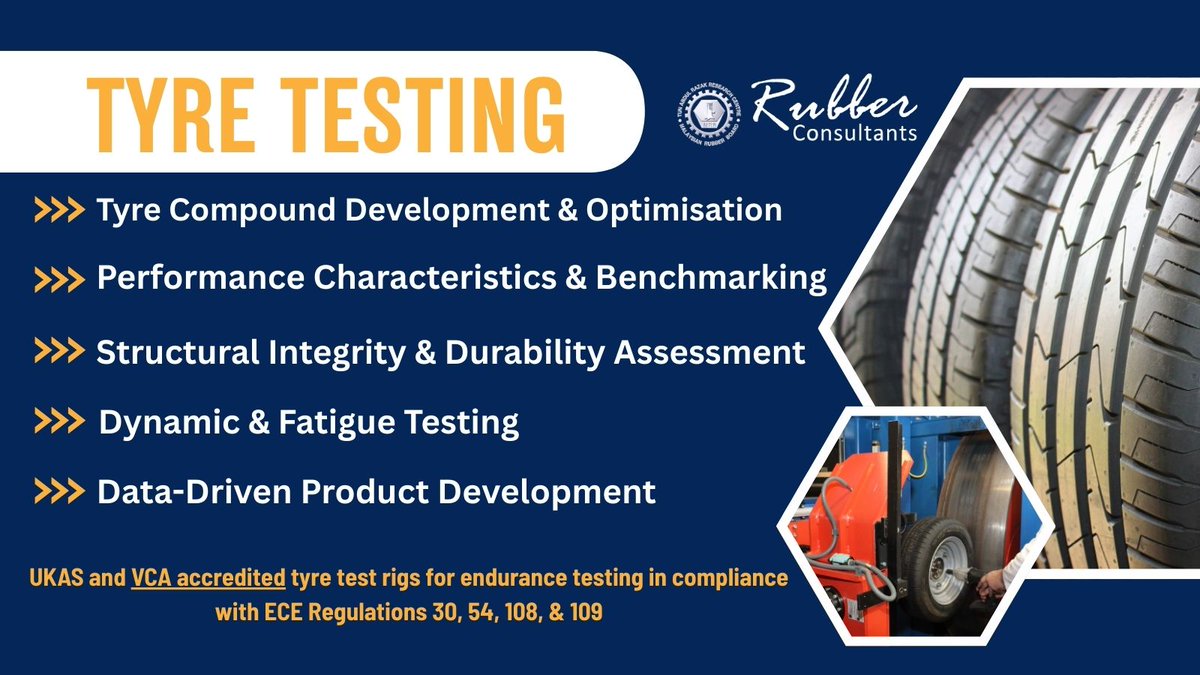 RubberConsultan's tweet photo. Every tyre deserves proven performance! At Rubber Consultants, we ensure safety & durability with trusted testing results.
Contact us!
📞 +44 (0)1992 584 966
✉️ info@rubberconsultants.com
🌐 https://t.co/6r45IpE0Wj
#TyreTesting #TyrePerformance #RubberIndustry https://t.co/CTNzUveVZb