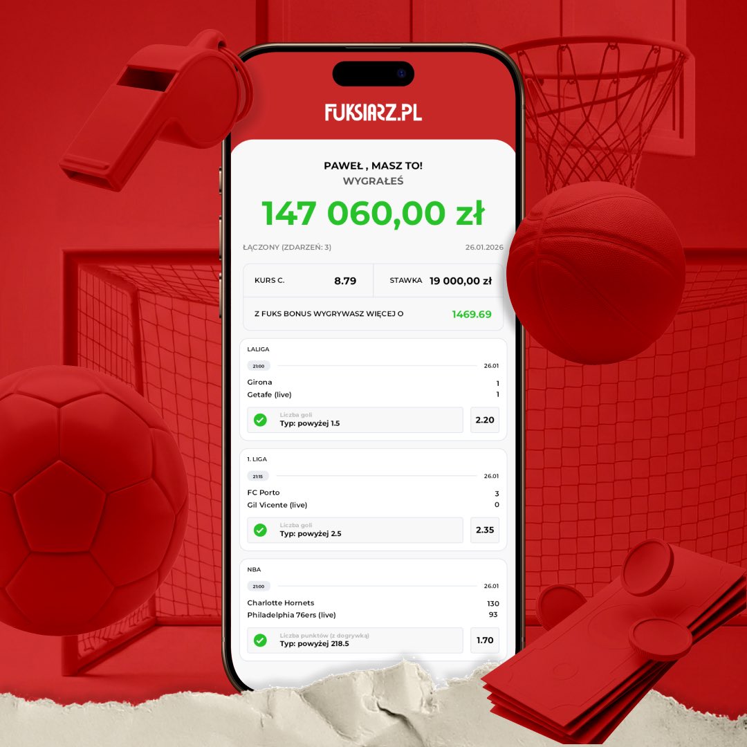 Solidny kupon od naszego gracza! 🔥 Trzy zdarzenia na żywo, kosmiczna stawka i jeszcze wyższa wygrana 💰 

Kupon: fuksiarz.pl/kupon/42374315…