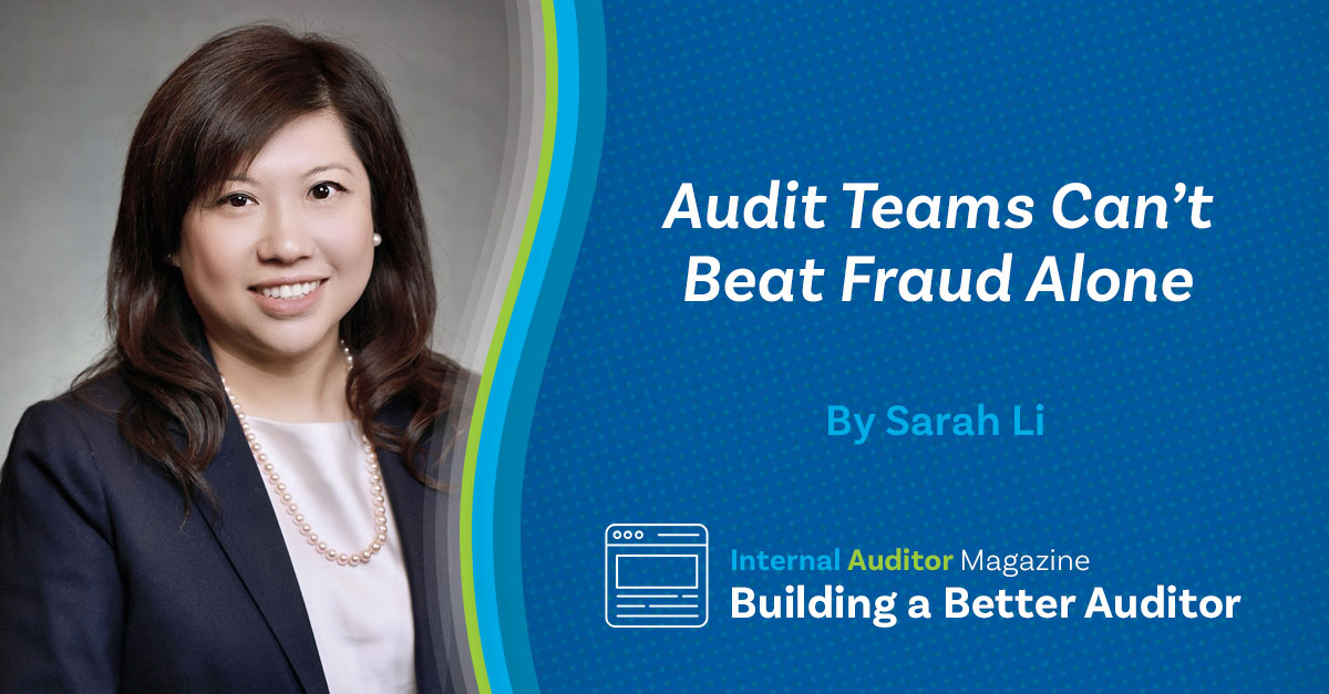 TheIIA's tweet photo. Ahead of her presentation at the 2026 Virtual Fraud Conference, Sarah Li writes about why the first and second lines are so important in helping lean audit teams fight fraud. https://t.co/lv1rhpsVmu 

#IaMagIIA #IIA #FraudRisk https://t.co/stY9vSv2tk