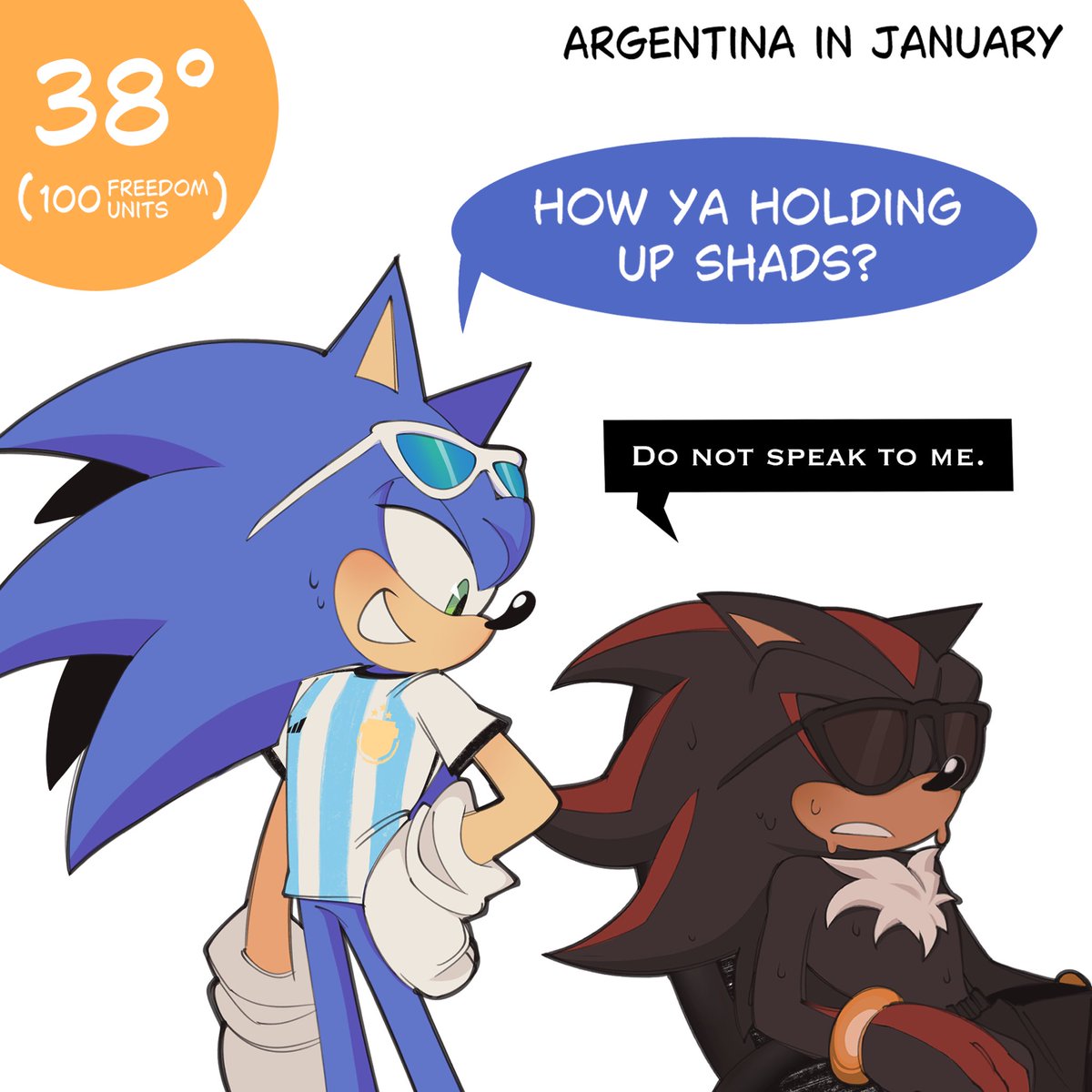 TenderandMilder's tweet image. It’s hot in Argentina so they gotta suffer with me