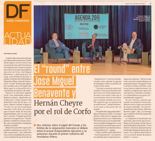 negociosUDD's tweet photo. 🔴 PRENSA | En @__elmercurio y @DFinanciero 
Revisa la cobertura del seminario “Agenda 2026–2030”, que contó con un choque de visiones sobre el rol de Corfo, entre @hernancheyre y @JMBenavente, abordando innovación, emprendimiento y políticas públicas.

👉https://t.co/b1UHxD0bUK https://t.co/YZDEhhxwQS