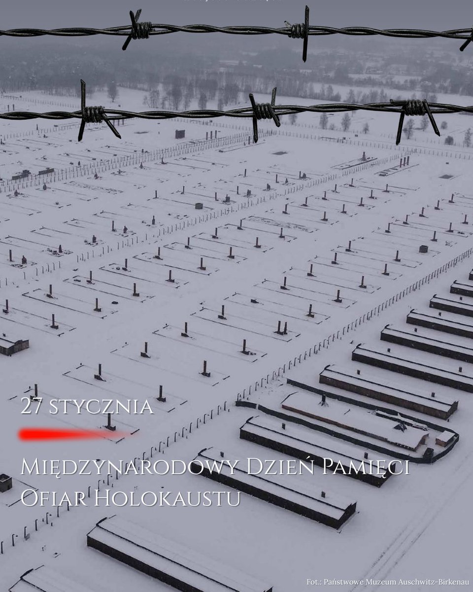 MSZ_RP's tweet photo. Dziś obchodzimy Międzynarodowy Dzień Pamięci o Ofiarach Holokaustu.

Rocznica wyzwolenia niemieckiego nazistowskiego obozu koncentracyjnego i zagłady Auschwitz-Birkenau przypomina nam dlaczego tak ważne jest walczyć o prawdę historyczną każdego dnia.

Naszym obowiązkiem jest pamięć o wszystkich, którzy doświadczyli jednej z największych zbrodni w historii ludzkości. Dla ponad miliona ludzi - Żydów, Polaków, Romów i Sinti, oraz przedstawicieli innych narodów - Auschwitz-Birkenau było piekłem na ziemi, stworzonym przez drugiego człowieka.

Pamięć zobowiązuje nas do konsekwentnego przeciwdziałania antysemityzmowi i wszelkim przejawom nienawiści. Reagując na nie dziś, chronimy godność i bezpieczeństwo ludzi jutro.

Jak powiedział jeden z ocalałych, Marian Turski: „Auschwitz nie spadł nagle z nieba. Auschwitz tuptał, dreptał małymi kroczkami, zbliżał się, aż stało się…”.

#NigdyWięcej #Auschwitz81