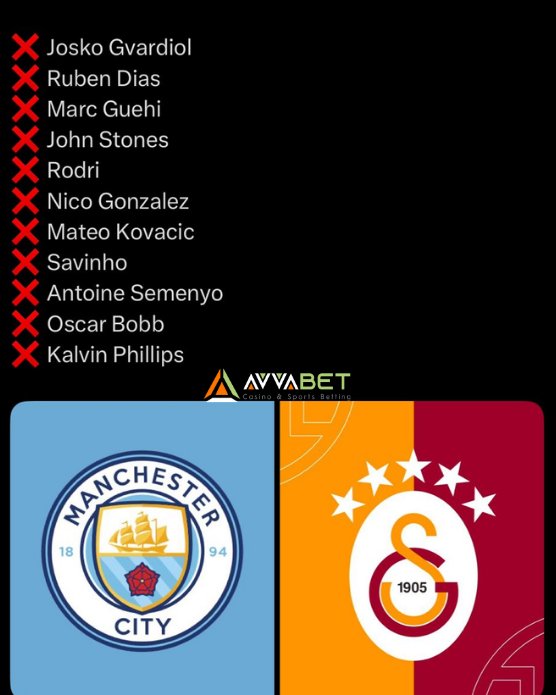 90dakikahd's tweet photo. Manchester City kadrosunda, Galatasaray maçı öncesi 11 tane eksik oyuncu bulunuyor.

Zaten yüksek olan GS yener oranı #AVVA 'da daha da yükseltildi, denemek ister misin?

#Galatasaray #Osimhen #Sane https://t.co/dwIsJSOukD