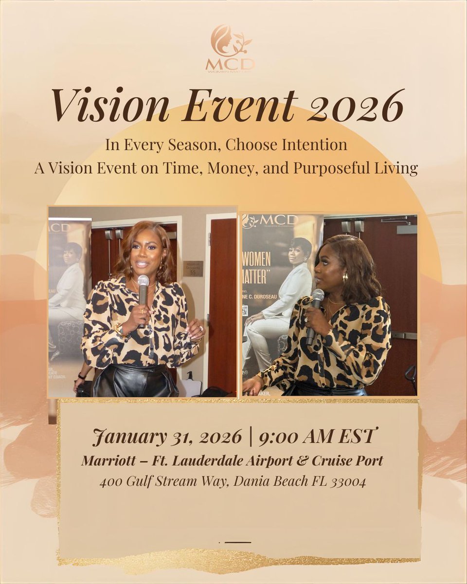 mcdbe_'s tweet photo. 🌿 In Every Season, Choose Intention 🌿
The 4th Annual Women Matter Vision Event features inspiring speakers, intentional vendors, a full breakfast buffet, vision-setting workshops, and transformational sessions on time &amp; money. Only $44 per ticket.
✨ Youth ages 10–17 welcome https://t.co/npLUIPD0n0