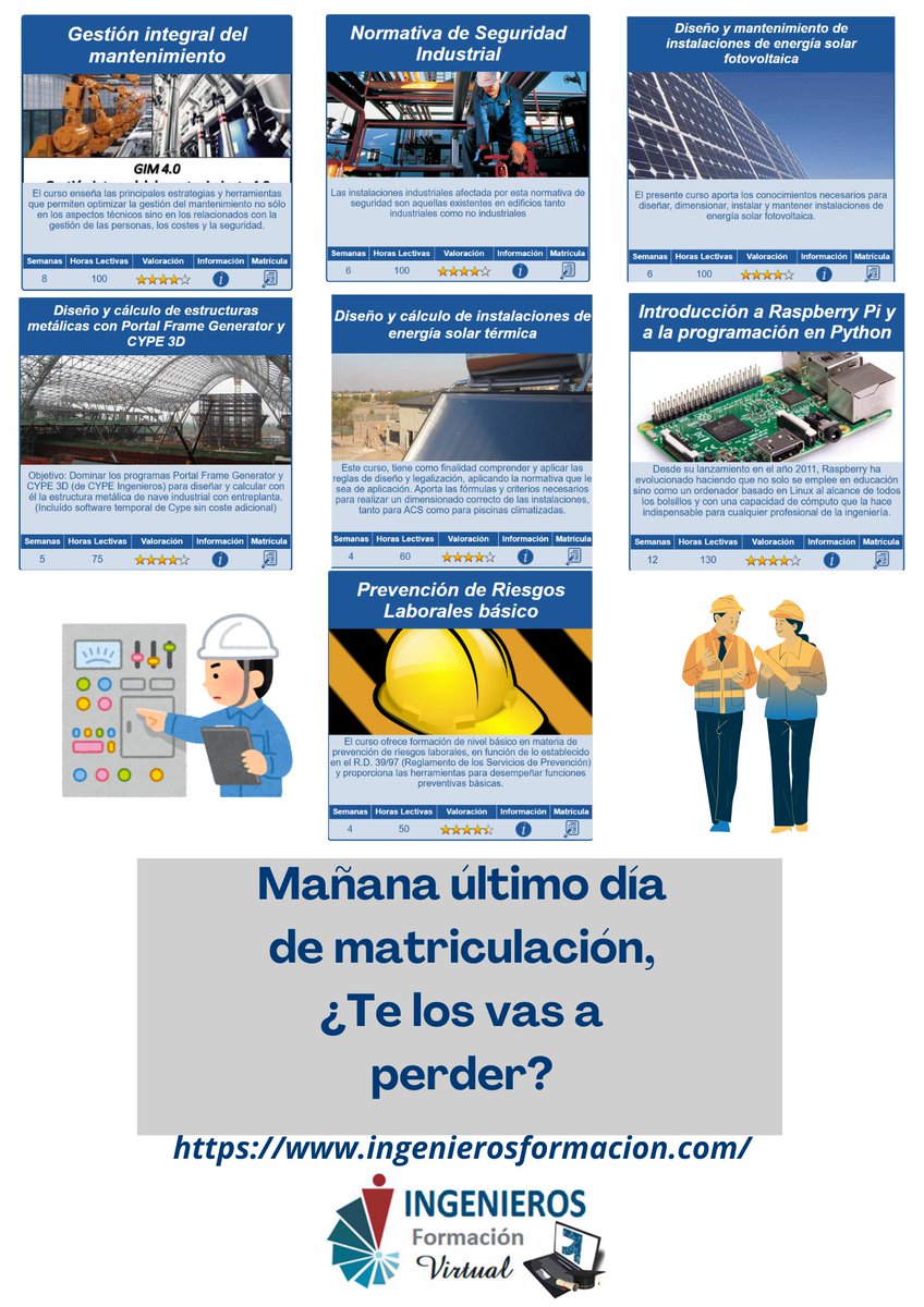cogiti's tweet photo. ⏰ ¡Último aviso! Mañana finaliza el plazo de inscripción

🎓 Mañana es el último día para matricularse en los cursos de la semana de Ingenieros Formación COGITI.

Este es el momento de dar el paso y no quedarte fuera.

👉 Matricúlate aquí:
https://t.co/A1vYdEjemy

#Ingenieros https://t.co/I4vWzgNpBY