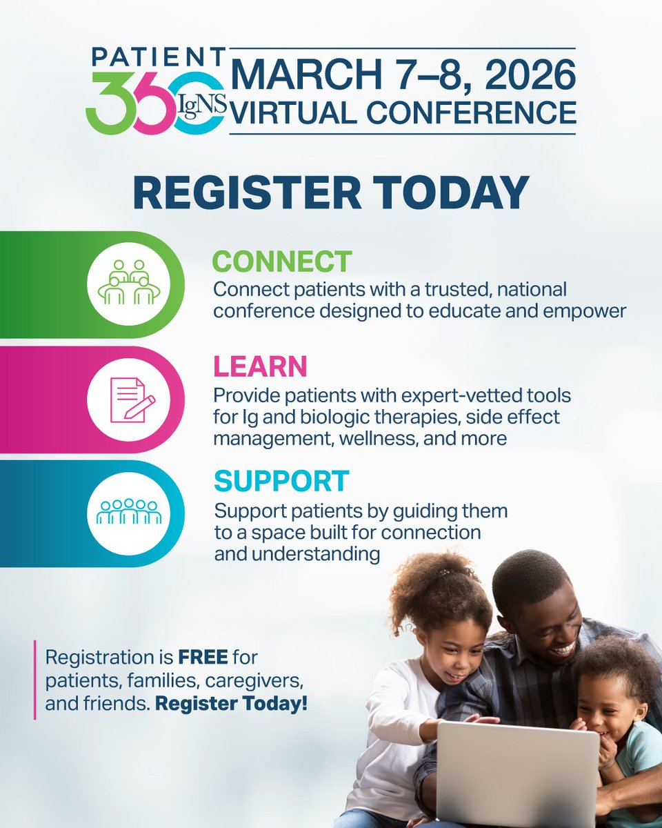 Connection is a powerful part of care. Patient 360 is a free virtual event for those navigating Ig and biologic therapies. Share this trusted program to help patients, families, and caregivers feel informed and empowered. Learn more: bit.ly/4rcXhDl