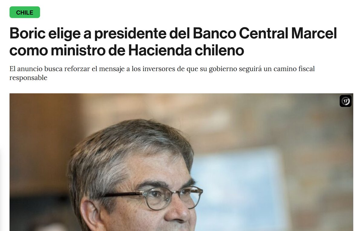 Boric nombró a Mario Marcel como Ministro de Hacienda cuando él era presidente del Banco Central.

Ya po que ahora Carolina Tohá y Manouchehri nos digan si también había "conflicto de interés".