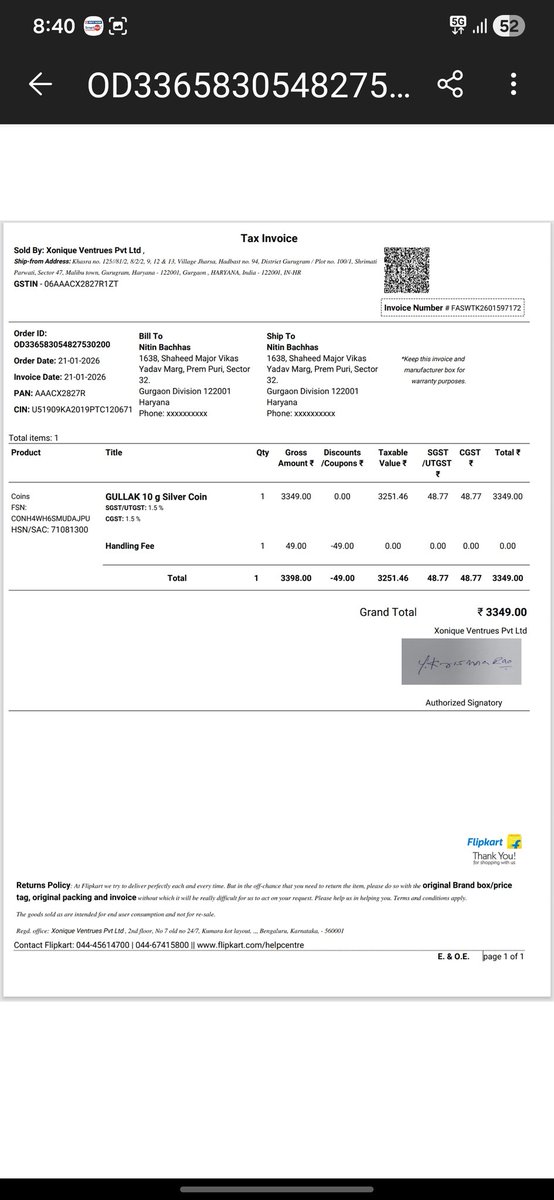 NITINKIAAN's tweet photo. @flipkartsupport @amitkinwar Hello team,i order a silver your app, delivery boy arrived but he denied to deliver at my home. So, i said can't accept it on road and he is gone back. After some time recived msg product is deliver. How is it possible without otp. So kindly help me. Sharing details with you. https://t.co/h1LM2QeMJ1