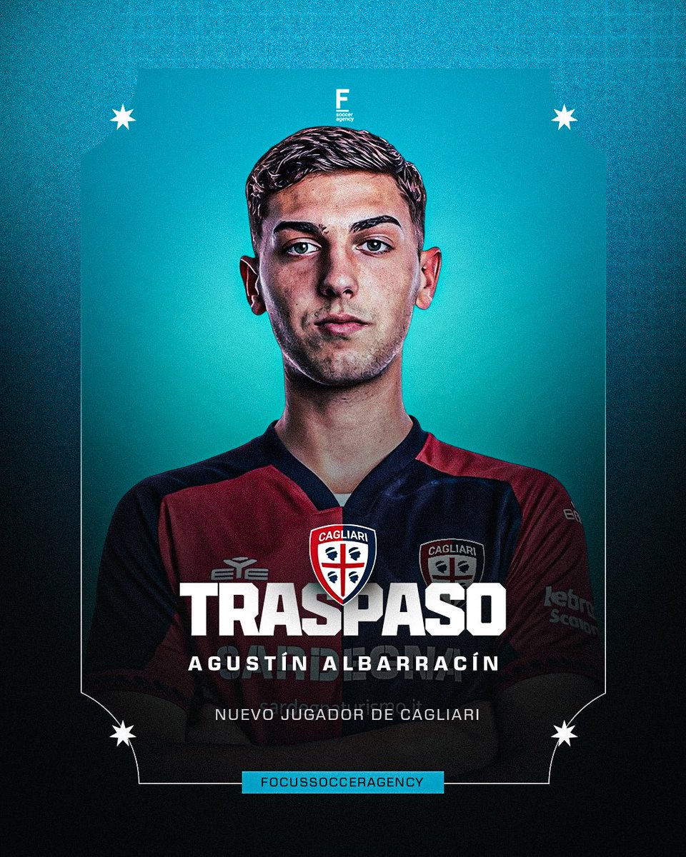 🤝🏼 𝗔𝗴𝘂𝘀𝘁𝛊́𝗻 𝗔𝗹𝗯𝗮𝗿𝗿𝗮𝗰𝛊́𝗻 es nuevo jugador del <a href="/CagliariCalcio/">Cagliari Calcio</a> 🇮🇹

El #FocusPlayer llega en transferencia definitiva y hasta el 𝟮𝟬𝟯𝟬. 

🔝 A seguir rompiéndola, Agus.
