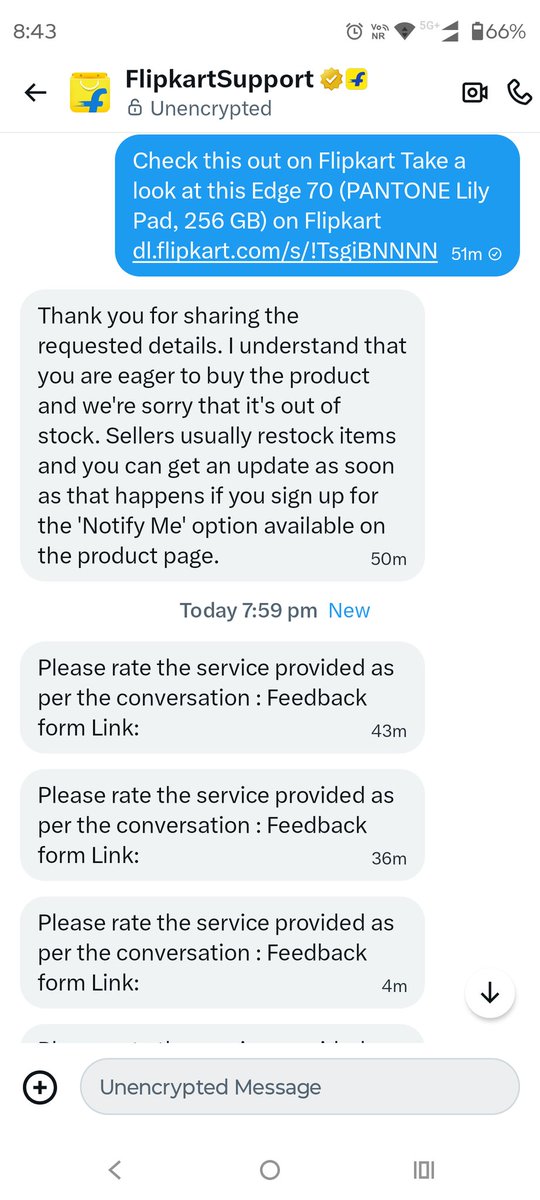 imcagrv's tweet photo. @flipkartsupport This reply I got from you that this phone is out of stock...I want to know whether samsung S24 FE also out of stock...please update me on this https://t.co/Ma8G6LjHvo