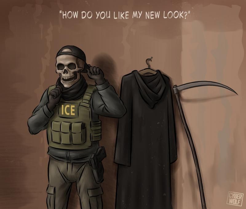 cartoonmovement's tweet image. Check out our updated ICE collection: buff.ly/p7FEm9Q

These cartoons are by Zez Vaz, @Royaards, Giorgi Nanava and Christo Komarnitski.

#ICE #USA #fascism
