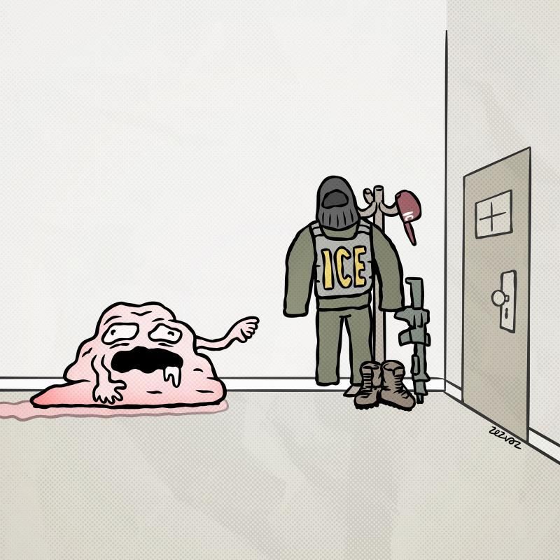 cartoonmovement's tweet image. Check out our updated ICE collection: buff.ly/p7FEm9Q

These cartoons are by Zez Vaz, @Royaards, Giorgi Nanava and Christo Komarnitski.

#ICE #USA #fascism