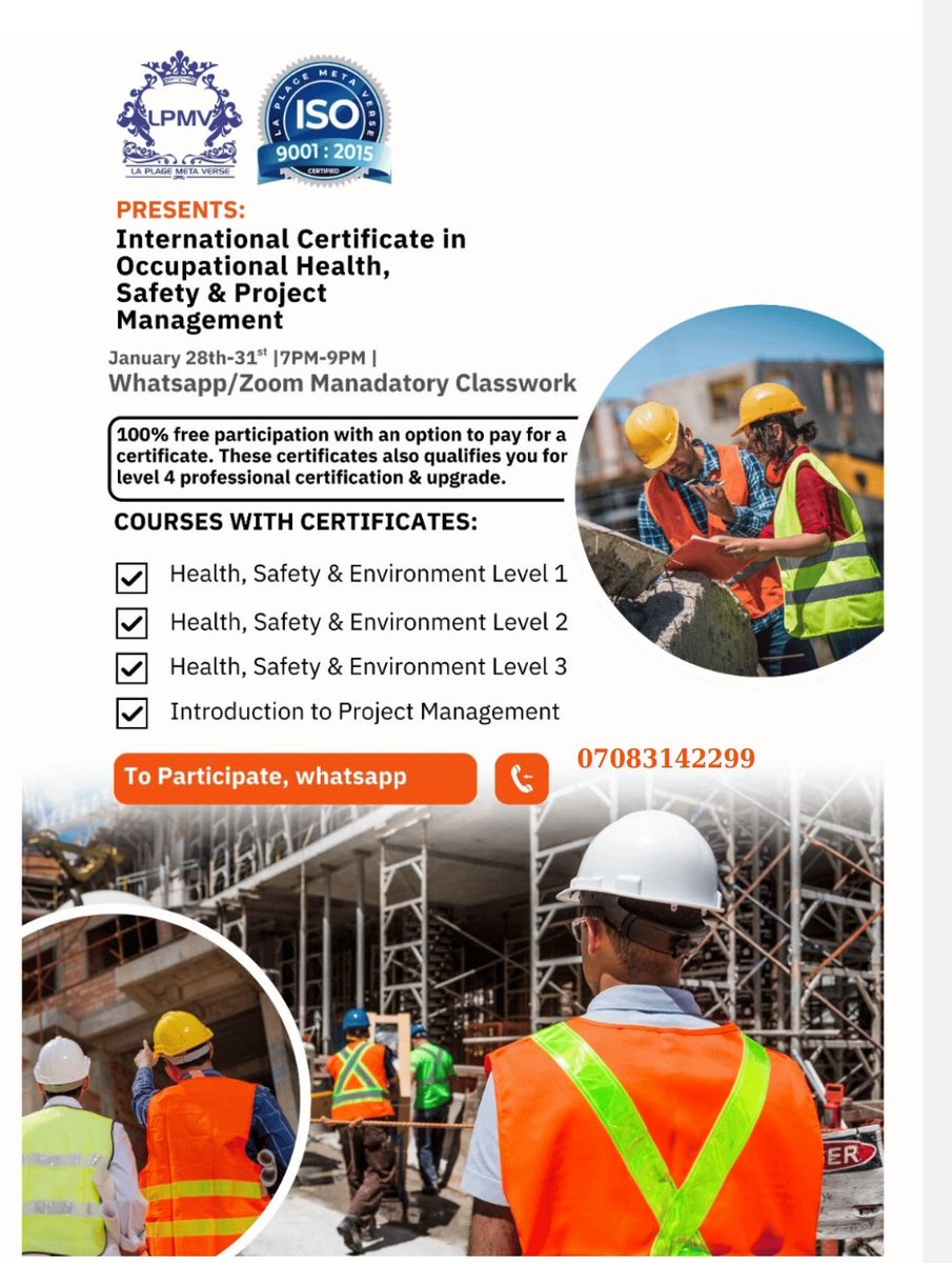 DjWilllos's tweet photo. CLASS STARTS TOMORROW WITH 
✔ Health, Safety &amp; Environment (HSE) Level 1 
https://t.co/YqydLAutdy
DONT MISS IT!!! https://t.co/A4j8QCZiIj