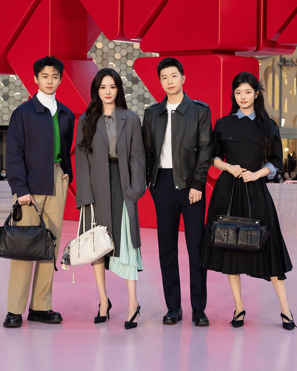 Prada's tweet photo. Prada unveiled the Triangle Fire Horse installation at Shanghai IFC Mall.
Prada Ambassadors Yang Mi and Ma Long, together with Xu Ruohan and Zhai Zilu, attended the opening event, marking a series of installations and events across cities.

#Prada #PradaPeople #YangMi #MaLong #XuRuohan #ZhaiZilu