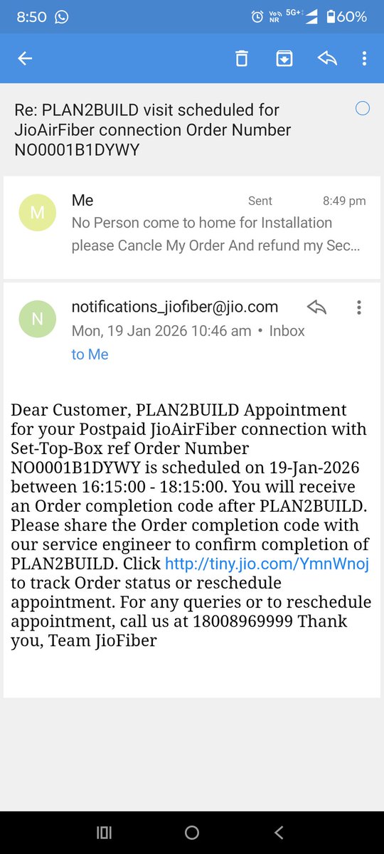 AnuragPanditUP's tweet photo. Dear @JioCare NonPerson Come for Installation please Cancel My Order And Refund my money .
@JioCare @JioFiberVoice @JIOAIRFIBERIN https://t.co/SpPmfkR4Te
