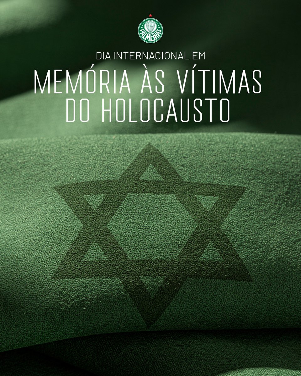Dia Internacional em Memória das Vítimas do Holocausto ✡️🐷

O Palmeiras reafirma a importância de preservar a história, combater o ódio e valorizar a vida. 

#WeRemember