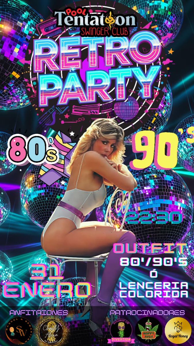 Porque las épocas van cambiando 🪩pero las ganas de hechar palenque no cambian🥵, les traemos una fiestota retro al puro estilo SW🍍saca ese outfit qué siempre has querido vestir🕺, ponle tu toque sexy y sensual y aprovecha la ocasión, tendremos premio para los 3 mejores outfits,
