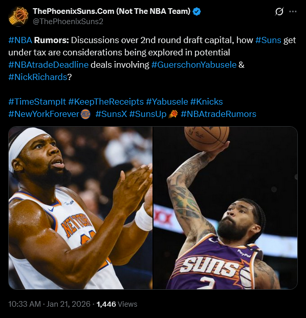 ThePhoenixSuns2's tweet photo. #KeepTheReceipts #TimeStampIt #Suns #Knicks #Yabusele #NBAtradeDeadline #NBA #NewYorkForever https://t.co/FQRY7zDxGz