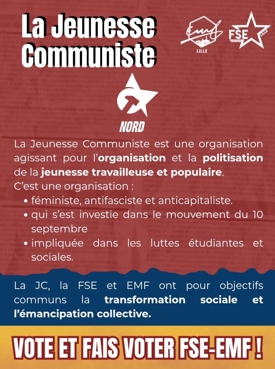 📣 Pour un CROUS inclusif, anti-imperialiste et au service de notre classe, vote et fais voter FSE et EMF les 3, 4, 5 février !

➡️ Présentation de nos soutiens durant ces élections !