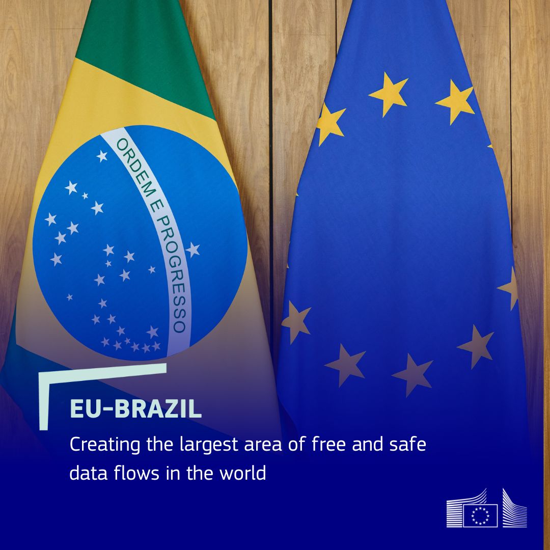 The EU and Brazil concluded agreements to create the largest area of free and safe data flows in the world, benefitting a combined 670 million people on both sides.

More: link.europa.eu/KQhXMk