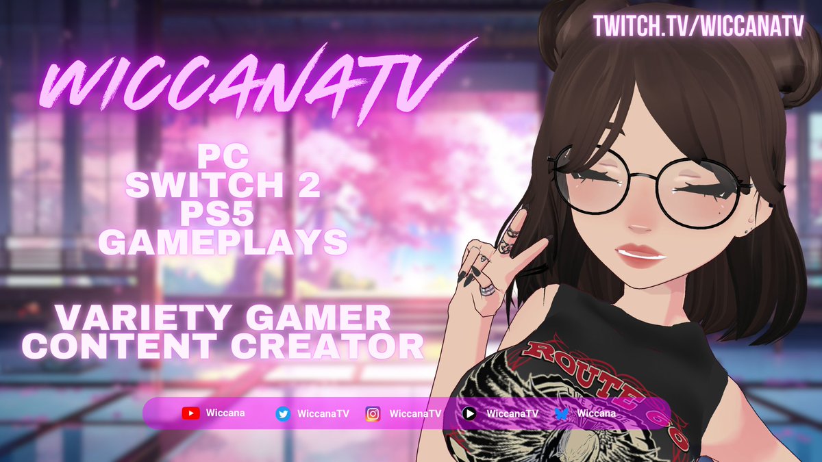 Variety Gamer Content Creator.
Switch 2, PS5 and PC gameplay.

「 🌸 」twitch.tv/wiccanatv
「 🌸 」youtube.com/Wiccana
「 🌸 」wiccana.bsky.social
「 🌸 」tiktok.com/@WiccanaTV  
「 🌸 」instagram.com/wiccanatv
「 🌸 」wiccanatv@gmail.com