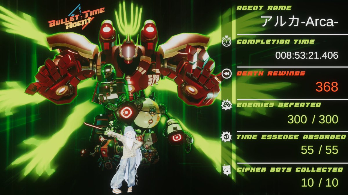 Arca_unhuman's tweet photo. #BulletTimeAgent
BulletTimeAgent、収集物全確保＆敵全撃破の完全クリア！
全体的にかなり歯ごたえのあるスリル満点の難易度でしたが、行動が上手く嚙み合って敵を倒せた時の爽快感は他では得難いものでした https://t.co/gwqo4UFZYg