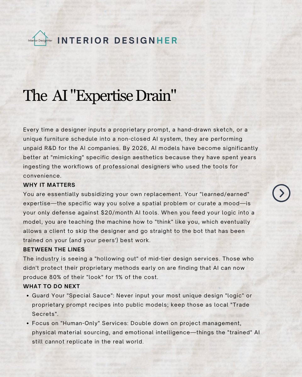 Int_Designher's tweet photo. Today's interior design news is very AI focused.  @apple 's Vision Pro 2 is unbelievably cool and is going to be a game changer for #interiordesigners in 2026.

The two other stories shine a light on 2 significant dangers to interior designers using public AI systems. https://t.co/XQgZ9SlBBn