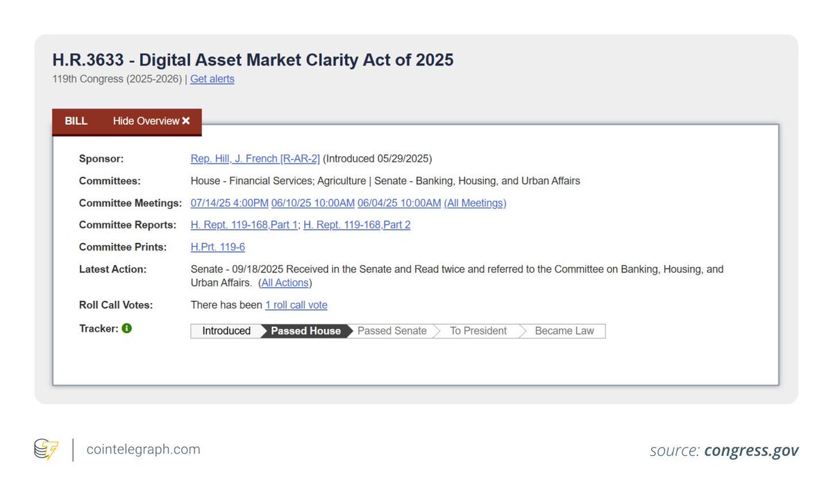 🚨BREAKING: U.S. CLARITY Act Would Split Crypto Oversight Between SEC &  CFTC — Ending the Regulatory Tug-of-War 🇺🇸⚖️ The Digital Asset Market Clarity  Act (H.R. 3633) is designed to finally define who