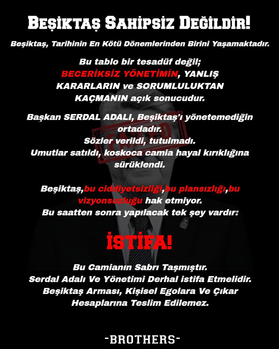 YÖNETİM İSTİFA !