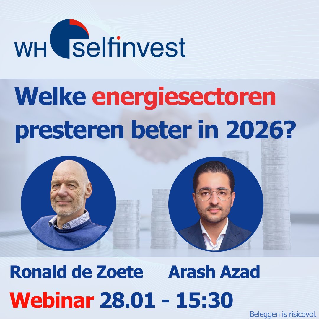 🎯 Webinar Alert: Welke energiesectoren presteren beter in 2026?
In dit #webinar met Ronald de Zoete ontdekt u waarom olie terrein verliest en welke energiesectoren juist aan invloed winnen.
📆28.01.2026
🕒15:30 – 16:30 uur
Beleggen is risicovol.
