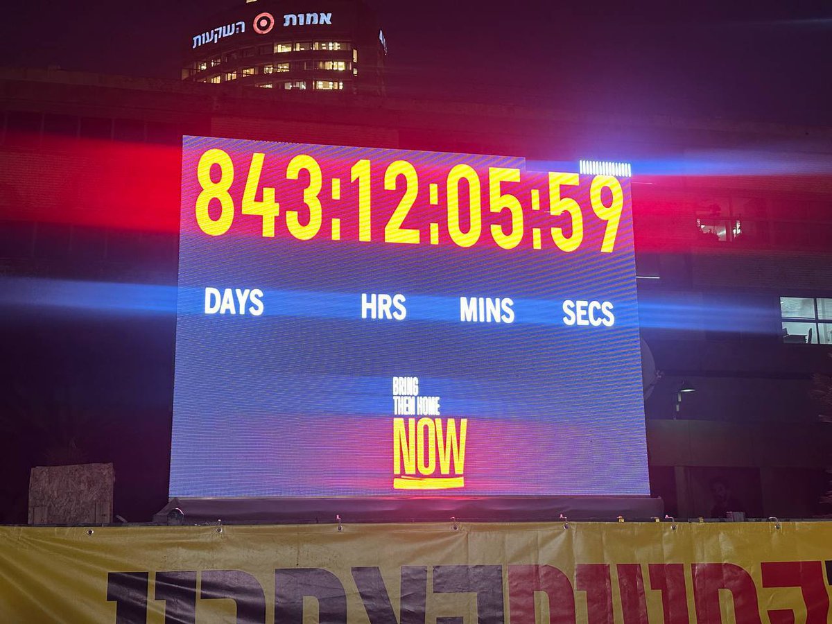 🚨The clock in the Hostages Square in Tel Aviv has finally stopped