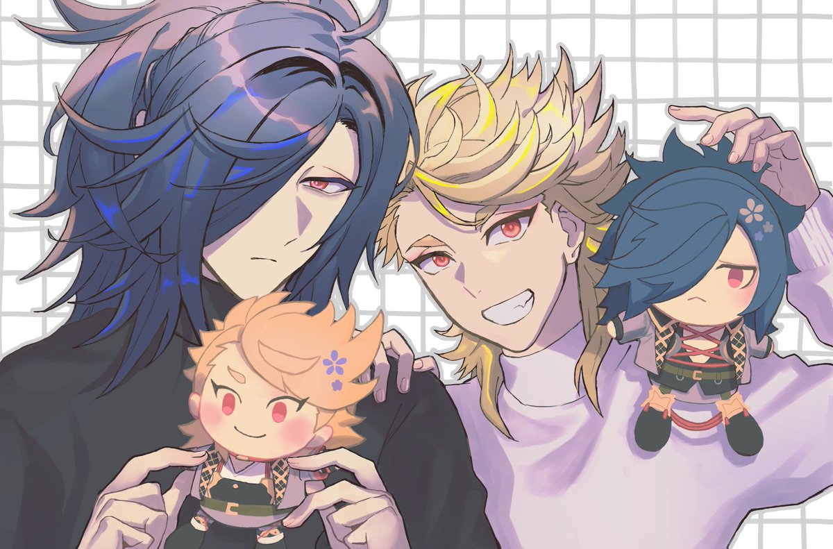 nuclear_hashira's tweet photo. あけましておめでとうございます
お正月用に描いてたはずがこんな時期になった三池とわんぱくちゃんの絵です https://t.co/WTagirC83e