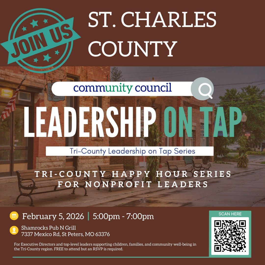 CommunitySTC's tweet image. Join us for Leadership on Tap in St. Charles County! Connect with fellow Executive Directors over drinks.  📅 Feb 5, 5–7 PM 📍 Shamrocks Pub n Grill 🍻 FREE, RSVP required 🔗 RSVP ccstc.secure.nonprofitsoapbox.com/events/event/2…