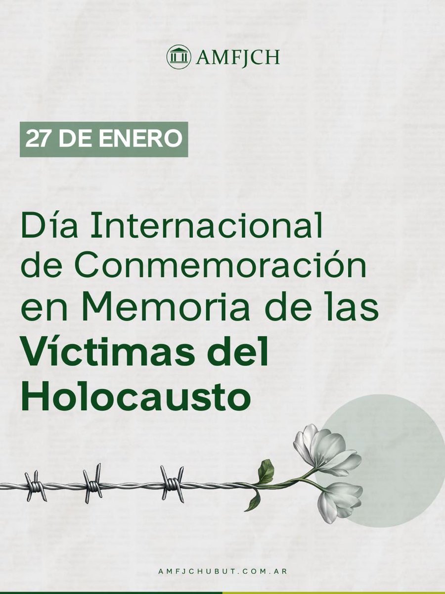 Día Internacional de Conmemoración de las Víctimas del Holocausto (A/RES/60/7)
Esta fecha, establecida por la Organización de las Naciones Unidas, recuerda a las millones de personas perseguidas y asesinadas por el régimen nazi.