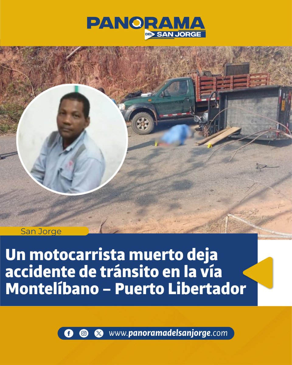 Un motocarrista muerto deja accidente de tránsito en la vía Montelíbano – Puerto Libertador panoramadelsanjorge.com/un-motocarrist…