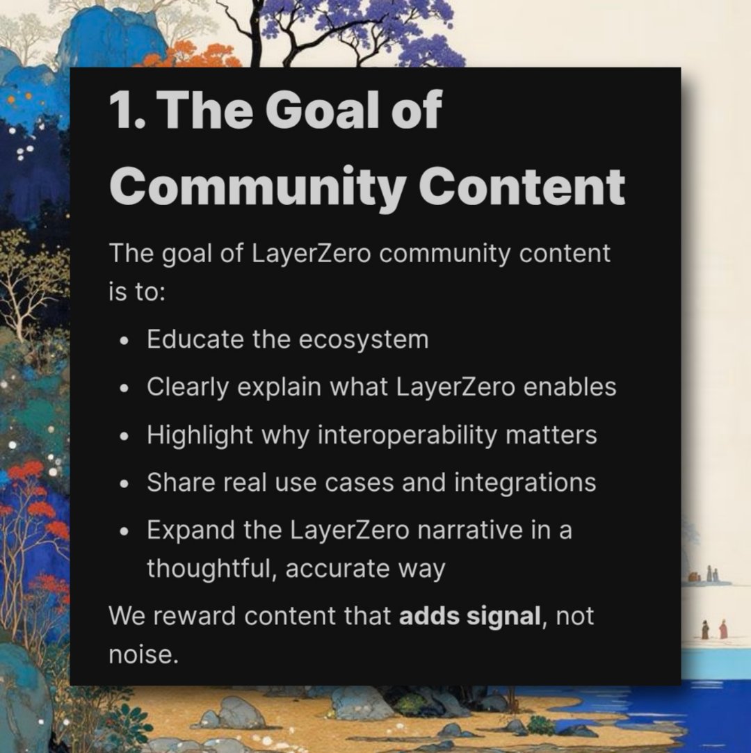 oxtochi's tweet photo. talking about getting rewarded for content 

layerzero is running one with their community program, now in szn 2 btw 

to participate...

+ join the whop 
+ look out for active initiatives 
+ create around it
+ submit your work via whop 

and earn rewards based on quality and performance 

more deets in here 
https://t.co/F19lEXzYbT

thanks for your attention to this matter