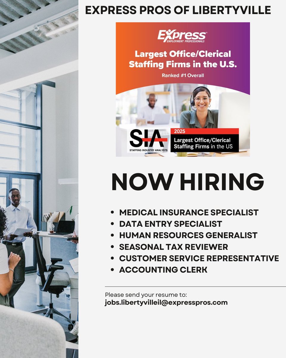 📣 We’re Hiring in Office Services!

Looking to take the next step in your career? We have multiple Office Services opportunities available throughout the Lake County area — and we’re actively hiring!

🌟 Current Openings:
• Medical Insurance Specialist
• Data Entry...