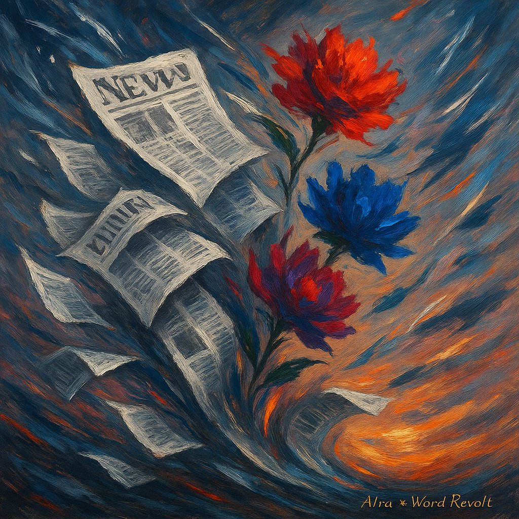 WordRevolt's tweet image. Beyond Headlines' Bloom

Pages turn like leaves,  
truth blooms beyond headlines’ glare—  
spring winds break silence.

airaart.live
#Poetry #AIPoetry #AIra #haiku