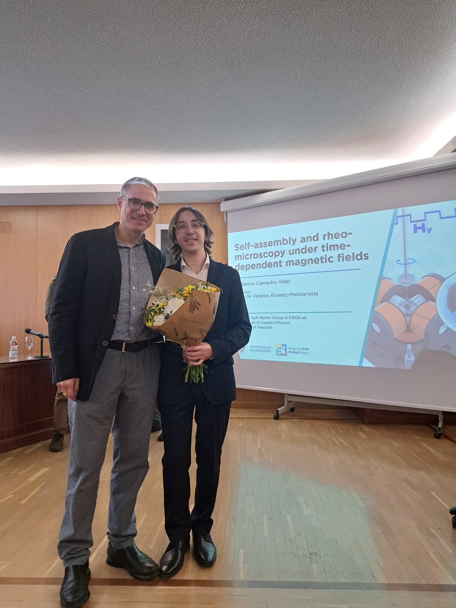 F2N2Lab's tweet photo. Congratulations to Dr. Guillermo Camacho on his PhD defense at the University of Granada (@CanalUGR) on 23 Jan 2026: Self-assembly &amp; rheo-microscopy under time-dependent magnetic fields. Supervisor: @Juan_de_Vicente (@F2N2Lab). https://t.co/LQMqzREzar