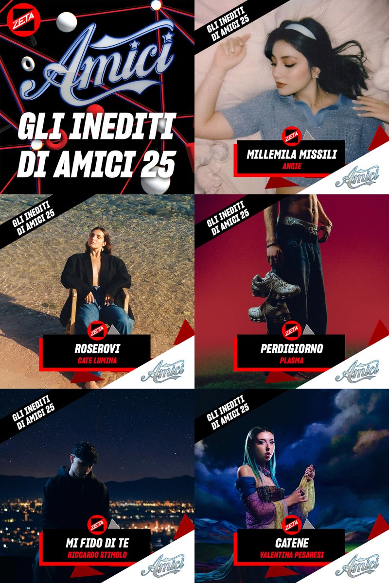 Gli inediti di Angie, Cate Lumina, Plasma, Riccardo Stimolo e Valentina Pesaresi sono in onda da oggi su Radio Zeta! 😍🎧

Qual è il tuo preferito? Faccelo sapere cliccando qui! 🔽✅
play.rtl.it/amici-25/
(Hai tempo fino alle 17.00 del 02/02! ⏰)

<a href="/AmiciUfficiale/">Amici Ufficiale</a>
#Amici25