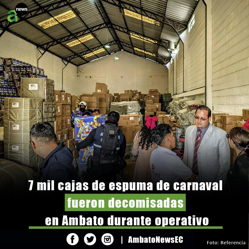 Personal de la Gobernación, Agencia de Orden y Control Municipal y Policía Nacional, acatando la normativa vigente que determina que, en Ambato está prohibido el uso, expendio y acopio de este tipo de espumante, desarrolló un operativo de control, en donde se decomisó cerca de 7