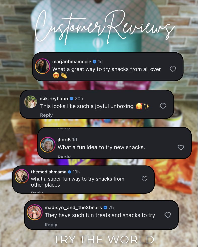Trytheworld's tweet image. Nothing makes us happier than seeing your reactions 💬🌍

From joyful unboxings to discovering new snacks from around the world, your reviews remind us why trying something new is always worth it.

#TryTheWorld #CustomerReviews #SnackCommunity #GlobalSnacks #FoodDiscovery…