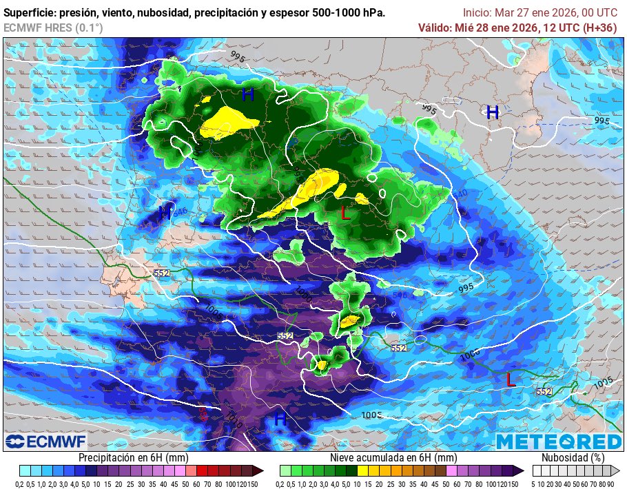 InfoMeteoTuit's tweet photo. ⚠️🌀 Paso de la #BorrascaKristin por la Península Ibérica según el ECMWF. El Miércoles tendremos una jornada potencialmente peligrosa meteorológicamente hablando. Mucha precaución. #Lluvias, #Nieve #Nevadas, #Viento, #Costeros. #FMA https://t.co/O0iooyvfxx
