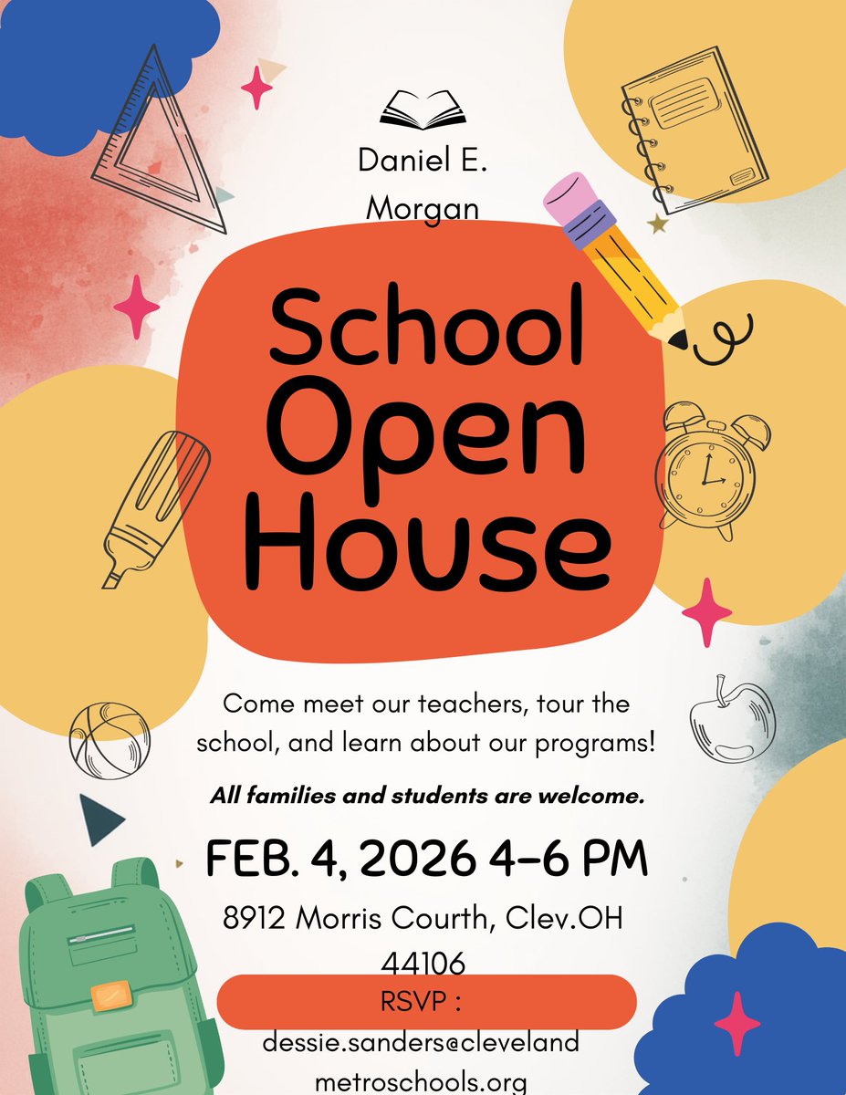 You're invited to tour and learn more about Daniel E. Morgan School next week!  Details are on the flier below:
