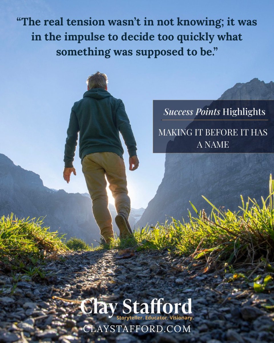 ClayStafford's tweet image. If you’ve been waiting for certainty, this is your reminder: meaning often comes after you begin. Read the full article: buff.ly/ld4tnpP 
#PersonalGrowth #LifeReflections #TrustTheProcess  #InnerWisdom  #creativemindset