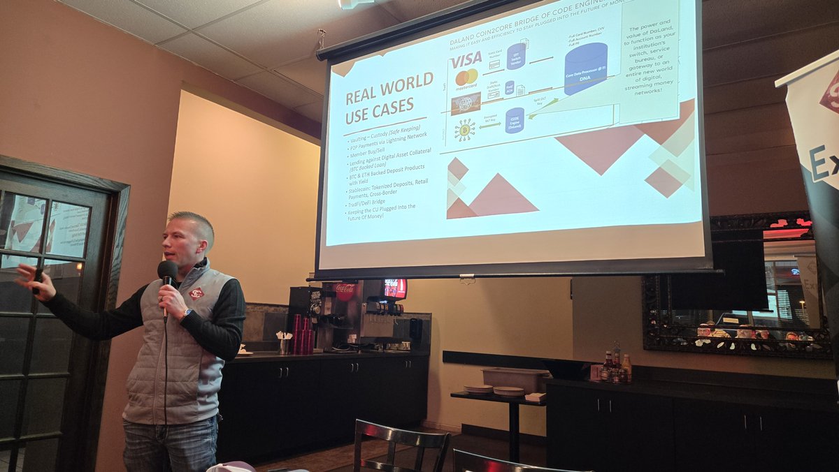 MNblockchain's tweet photo. 💥 Last night, we kicked off our 2026 Spotlight Meetups supported by @standwithcrypto, and we did so w/ a historic unveiling for Web3 in our state and beyond.

Chase Larson with @stcloudfcu returned to demo their long-awaited Digital Asset Vault! https://t.co/RUgbcLYQM3