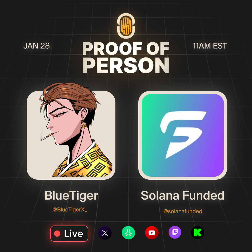 BlueTigerX_'s tweet image. Live-streaming in 24h! 🎙️🎬

Join us for @popshowxyz EP33 featuring @solanafunded.

The only prop firm funding traders up to $100k in Solana to trade every memecoin on-chain.

🗓️ Set your reminders: Wednesday, 11am EST.
