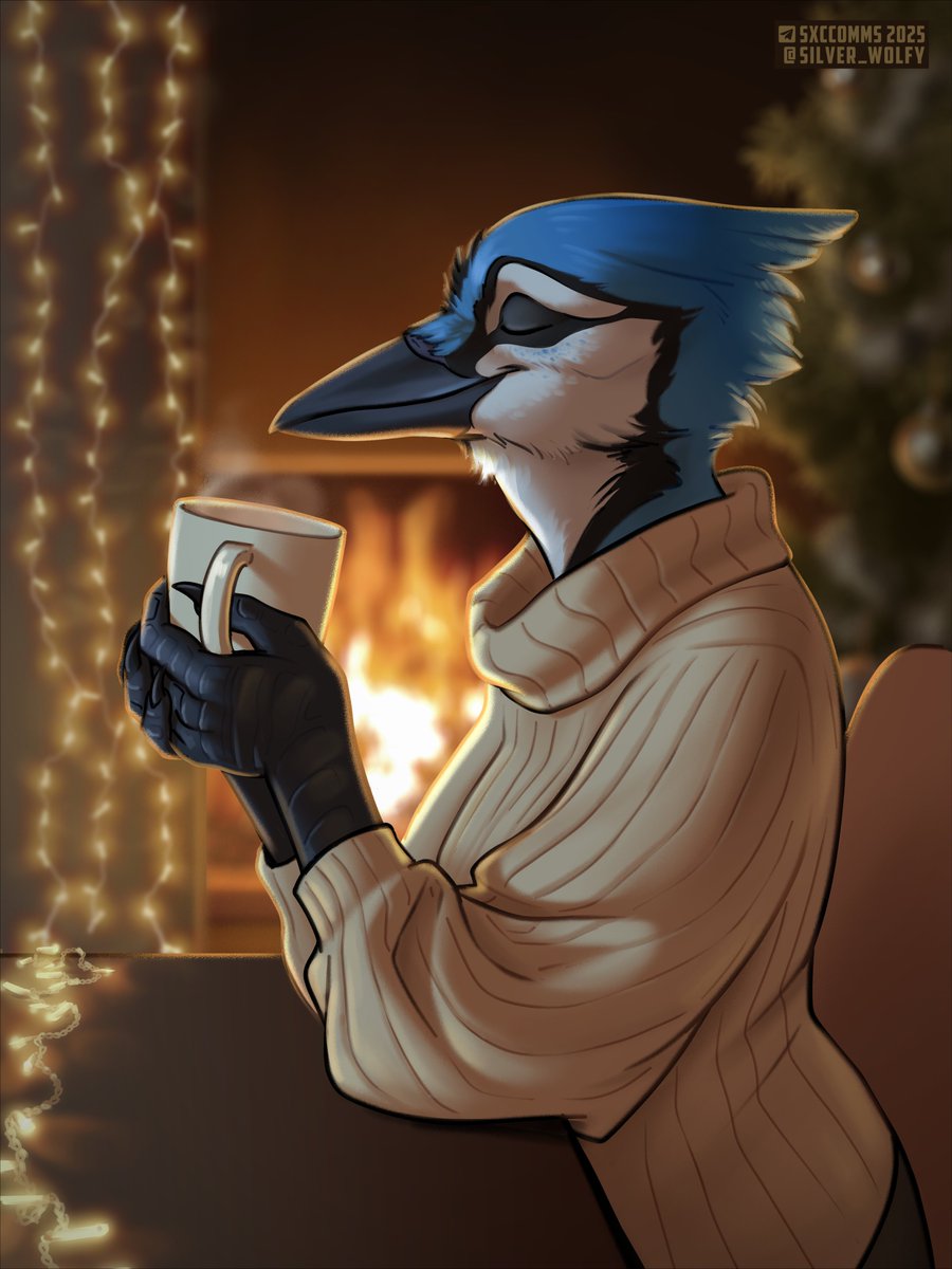 Birdy enjoys cozy winter evening :]