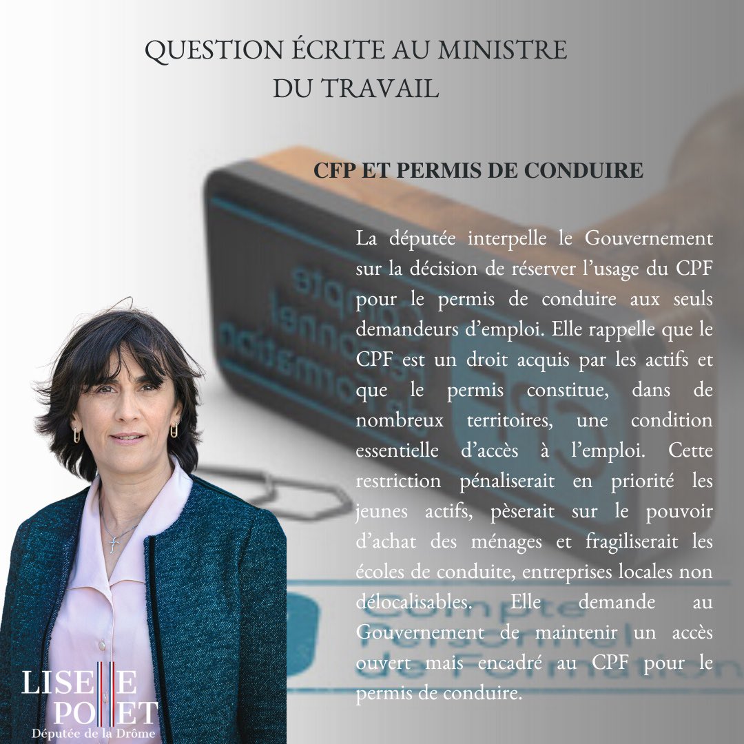 Le CPF est un droit acquis. Réserver le permis de conduire aux seuls demandeurs d’emploi, c’est pénaliser les actifs, freiner la mobilité et fragiliser nos auto-écoles. ❌🚗